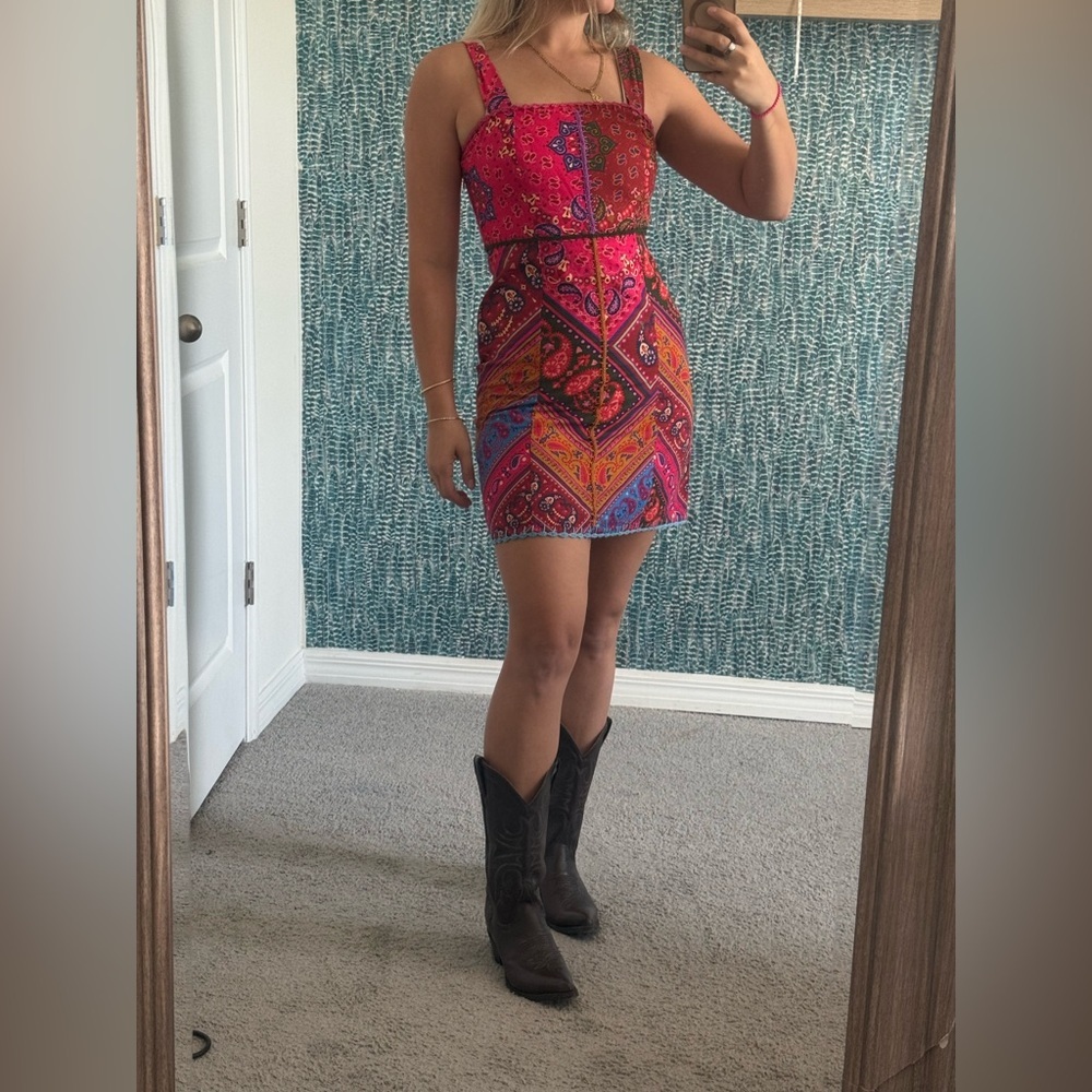 Farm Rio Patterned Patchwork Print Mini Dress - image 2
